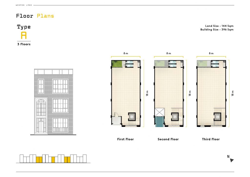 denah ruko weston lane tipe A