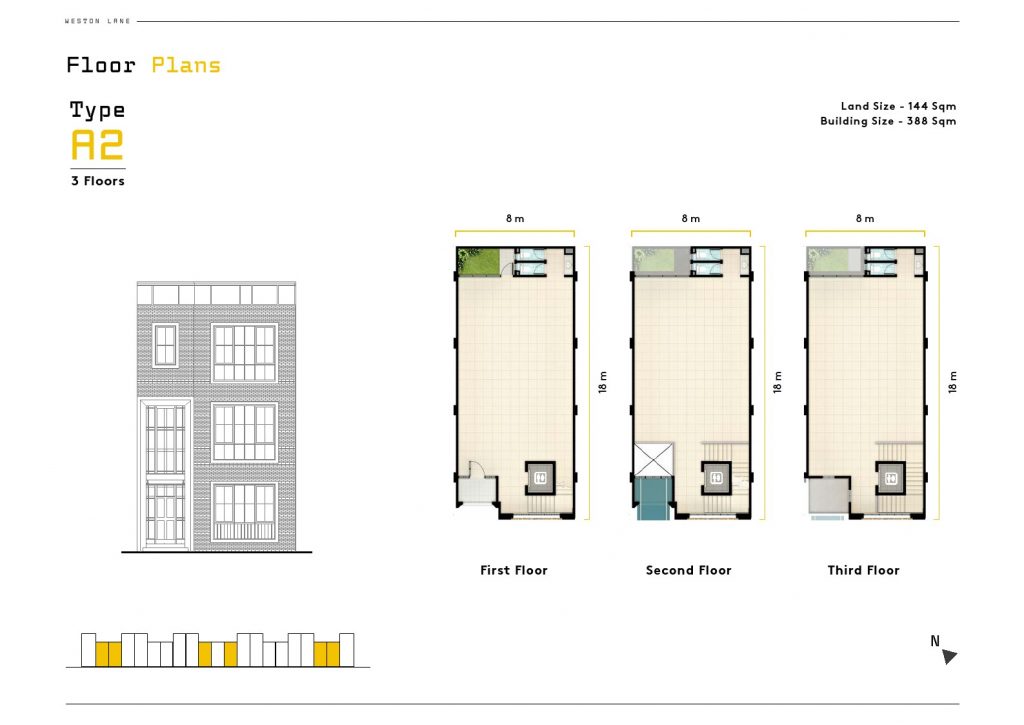 Denah ruko Weston lane tipe A2
