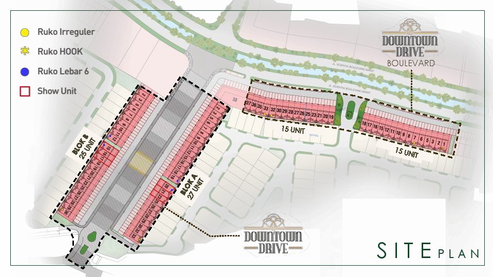 siteplan ruko downtown drive